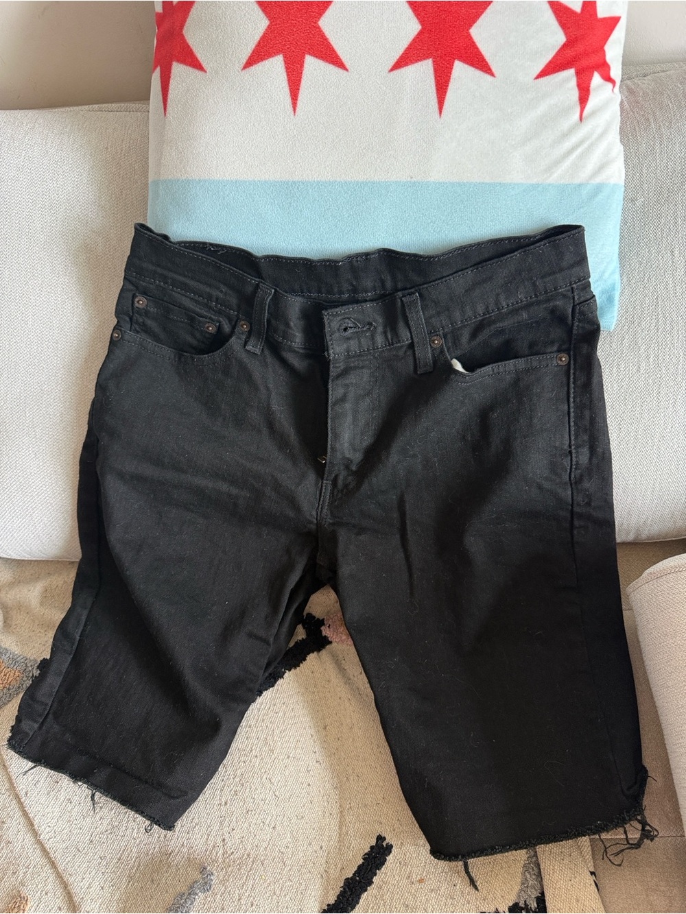 Men's Black Denim Cut-Off Shorts